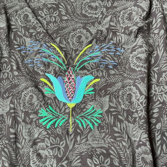 Gudrun Sjoden SZ XXL 100% Organic Cotton Embroidered Black Grey Tunic Dress - Picture 5 of 8